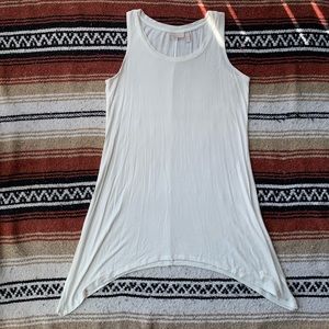 Long soft LOGO asymmetrical layering tunic top